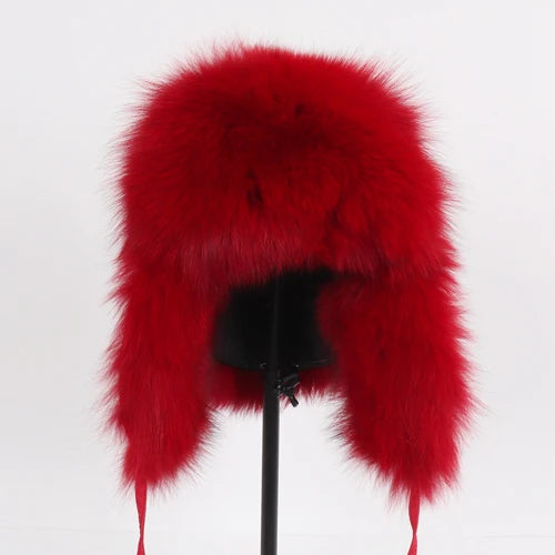 TEEK - Natural Fox Fluff Ushanka Hat HAT theteekdotcom red  