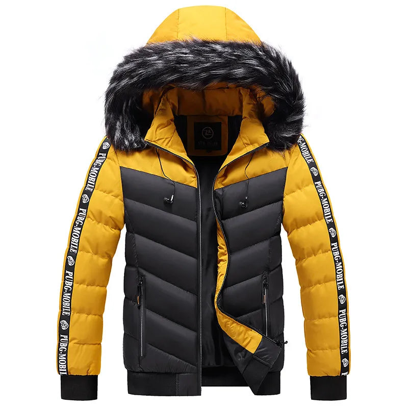 TEEK - Mens Fluff Collar Hooded Cotton Parka Coat COAT theteekdotcom 209 Black L(45-54KG) 