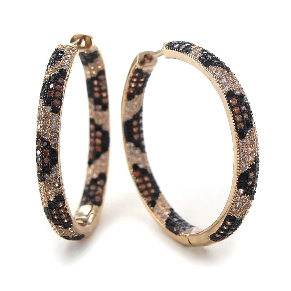 TEEK - Leopard Hoop Earrings JEWELRY theteekdotcom EA06-1 size 4X35MM  