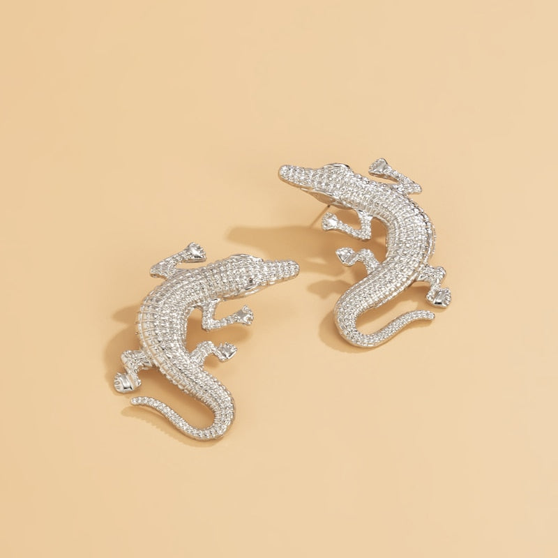 TEEK - Turnin Crocodile Earrings JEWELRY theteekdotcom Silver color  