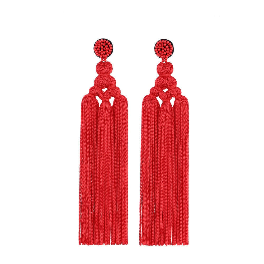 TEEK - Handmade Tassel Hang Earrings JEWELRY theteekdotcom Red  