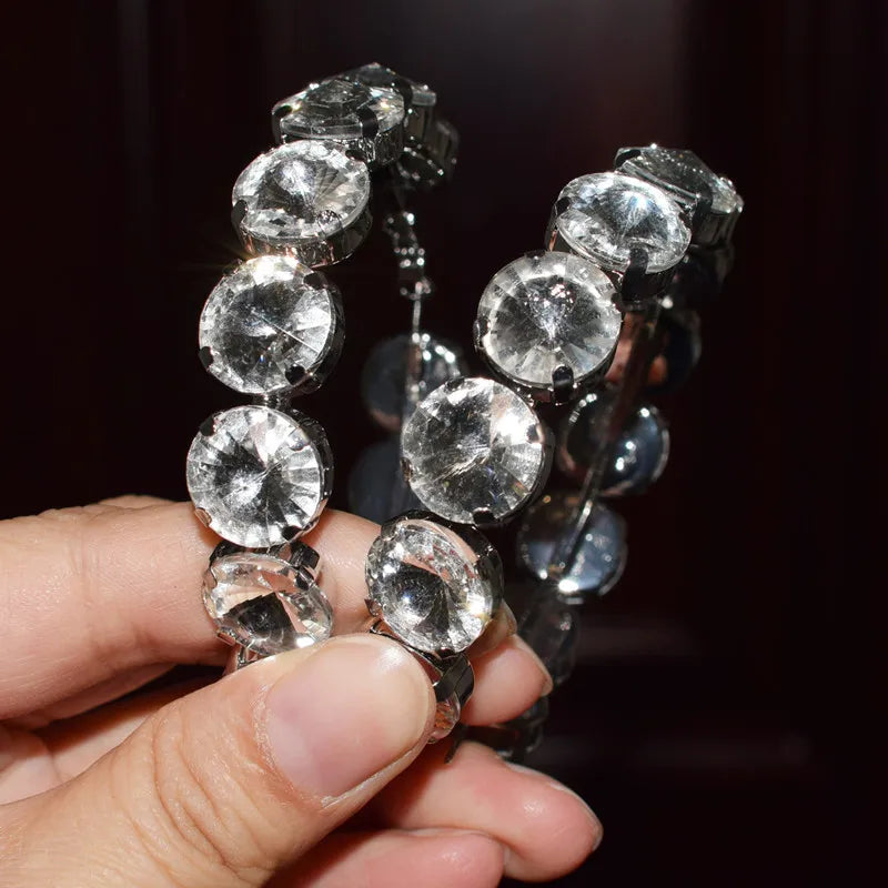 TEEK - Glass Crystal Gems Hoop Earrings JEWELRY theteekdotcom   