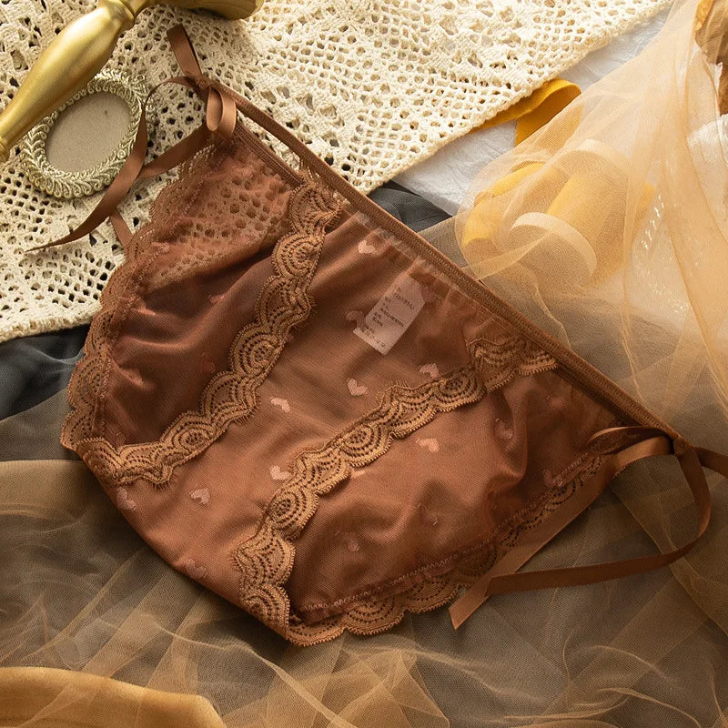 TEEK - Lace Bow Panties UNDERWEAR theteekdotcom Brown L