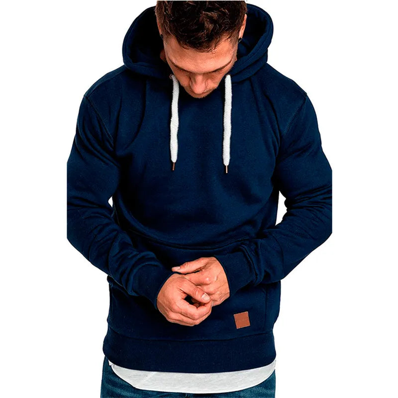 TEEK - Solid Mens Long Sleeve Essential Hoodies TOPS theteekdotcom Navy US XS | Asian Size M 