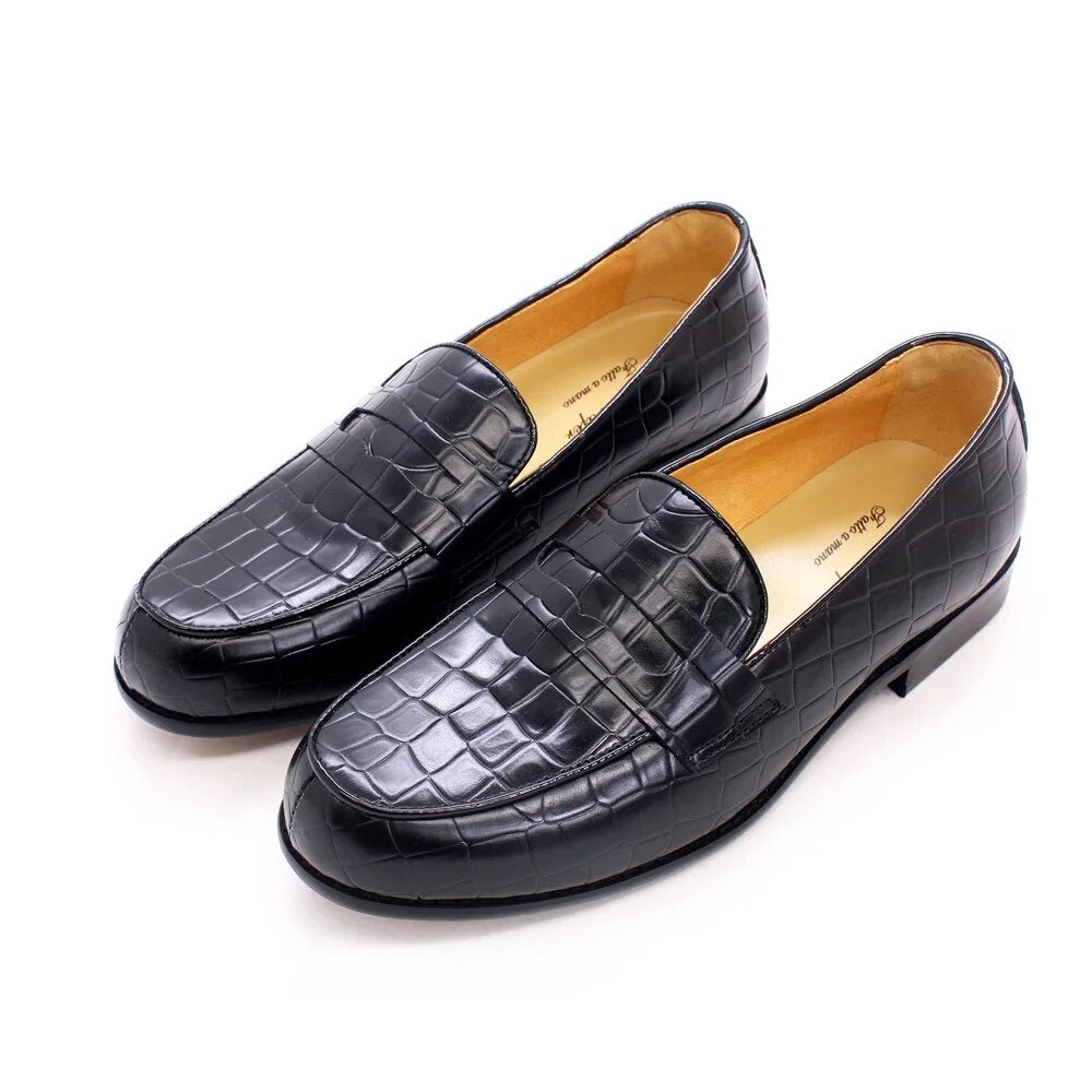TEEK - Leather Mens Croc Style Loafers SHOES theteekdotcom Black US 7 
