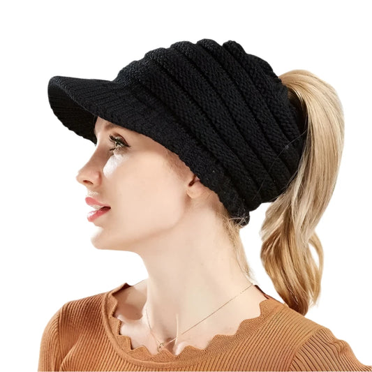 TEEK - Ponytail Brimmed Beanie HAT theteekdotcom