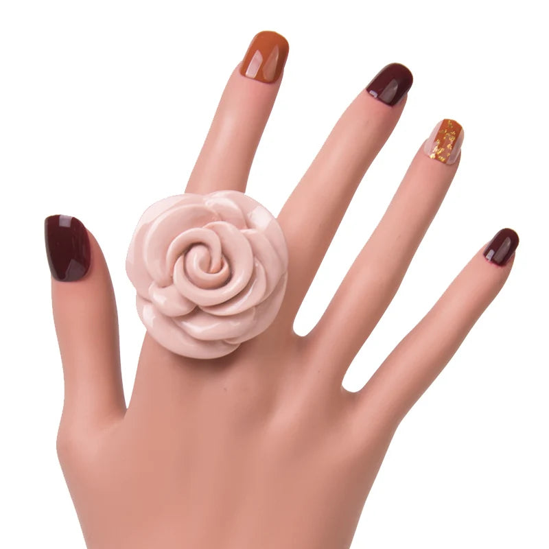 TEEK - Acrylic Rose Korea Ring JEWELRY theteekdotcom size9  