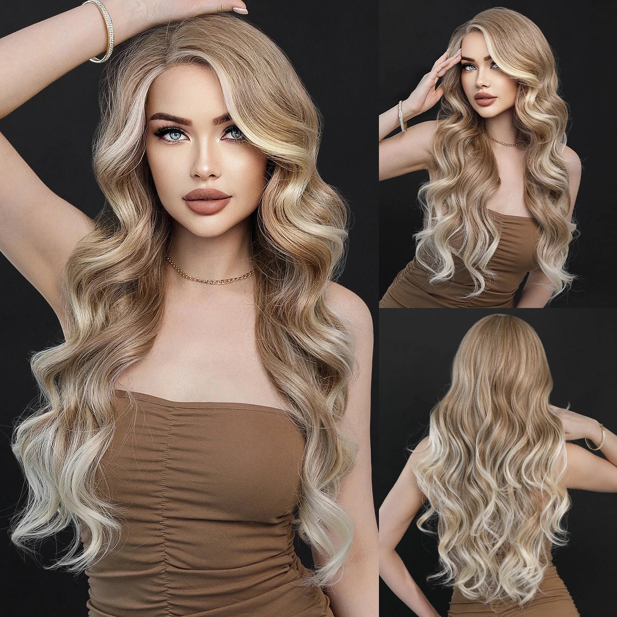 TEEK - Dark Rooted Lace Front Body Wavy Wigs HAIR theteekdotcom