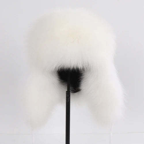 TEEK - Natural Fox Fluff Ushanka Hat HAT theteekdotcom white  