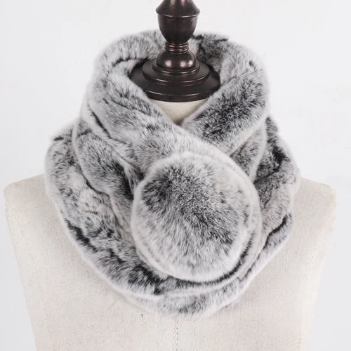 TEEK - Natural Rex Rabbit Ring Scarf SCARF theteekdotcom frost grey 25.5in