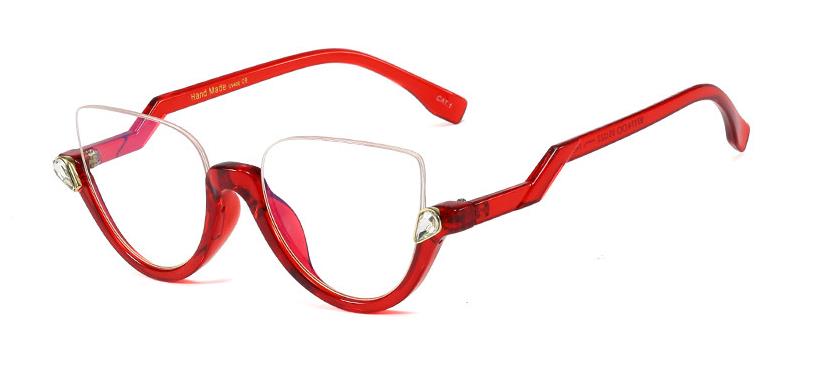TEEK - Vintage Half Frame Cat Eye Eyewear EYEGLASSES theteekdotcom C11 red clear  
