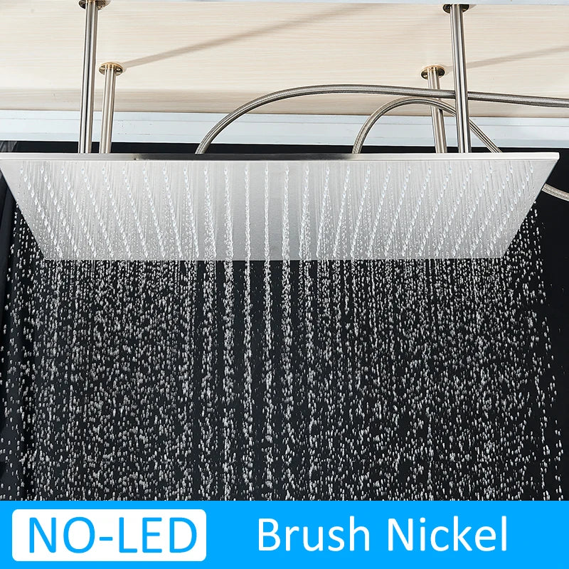 TEEK - Luxury 31.5inx15.7in LED Rainfall Shower Head HOME DECOR theteekdotcom NO LED Brush Nickel