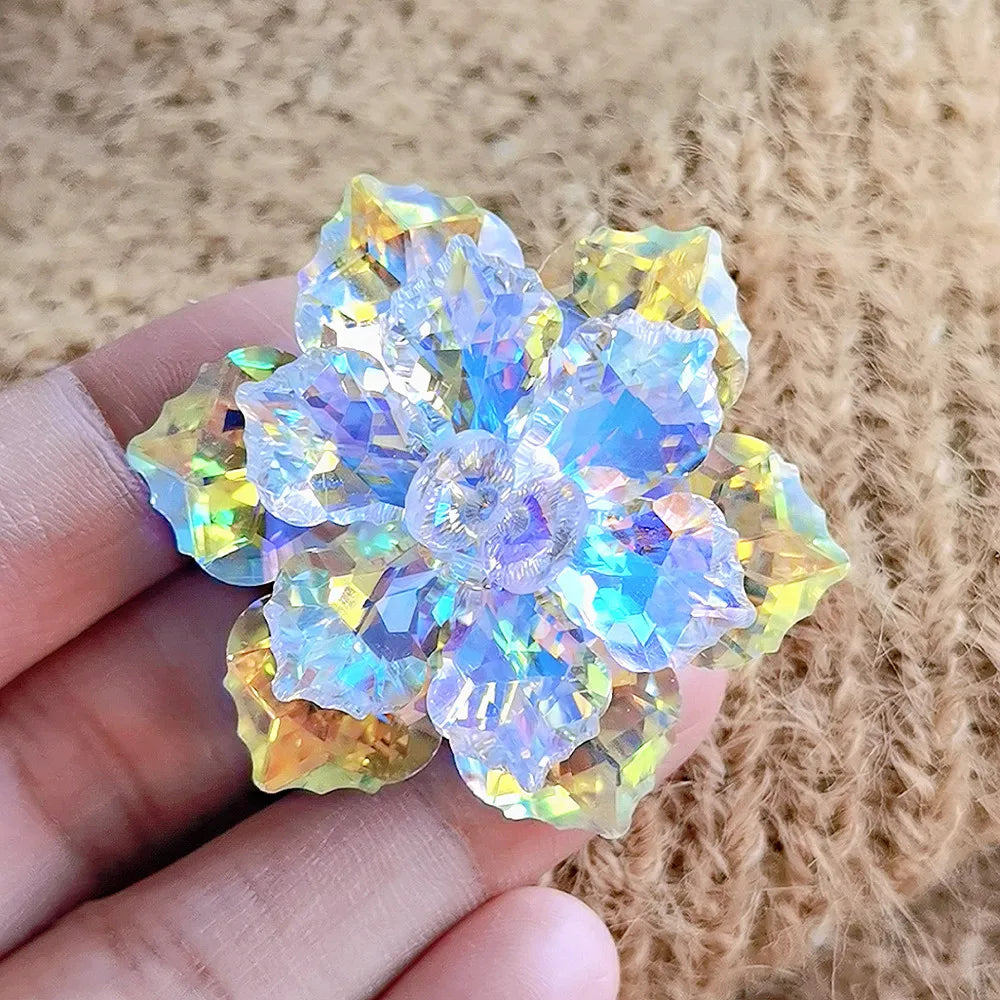 TEEK - Shining Crystal Flower Brooch JEWELRY theteekdotcom white