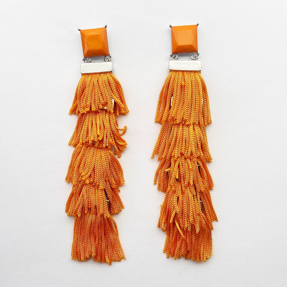 TEEK - Handmade Thread Tassel Earrings JEWELRY theteekdotcom orange 24-28 days 