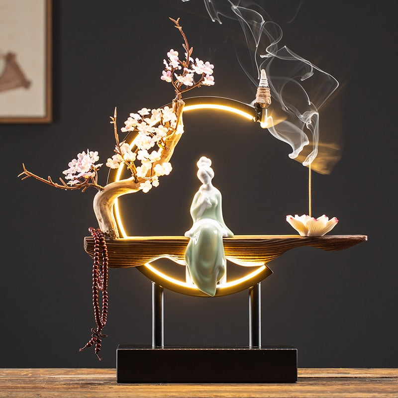 TEEK - Lady Flower Incense Burner Ceramic LED Decor HOME DECOR theteekdotcom R2HUA  