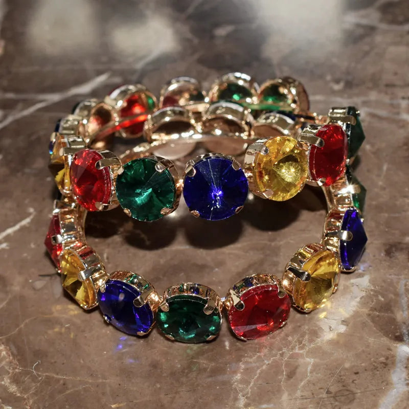 TEEK - Glass Crystal Gems Hoop Earrings JEWELRY theteekdotcom multicolors  