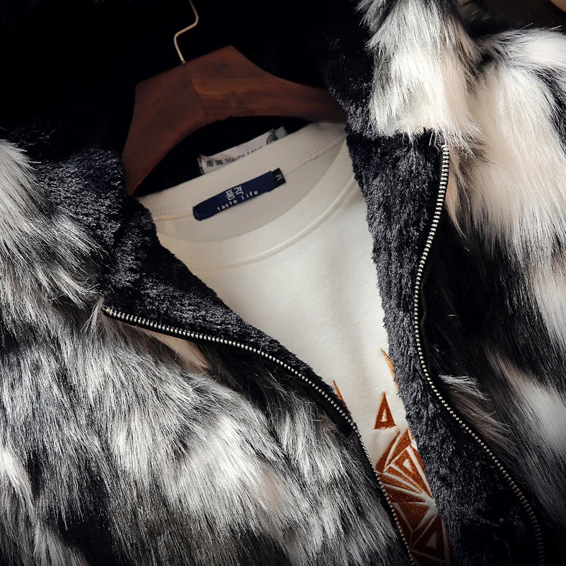 TEEK - Mens Slim Faux Fox Fur Hooded Jacket JACKET theteekdotcom   