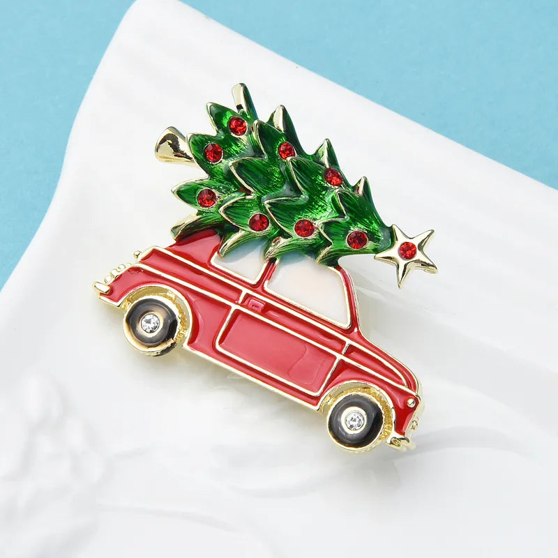 TEEK - Enamel Car Christmas Tree Brooch JEWELRY theteekdotcom   