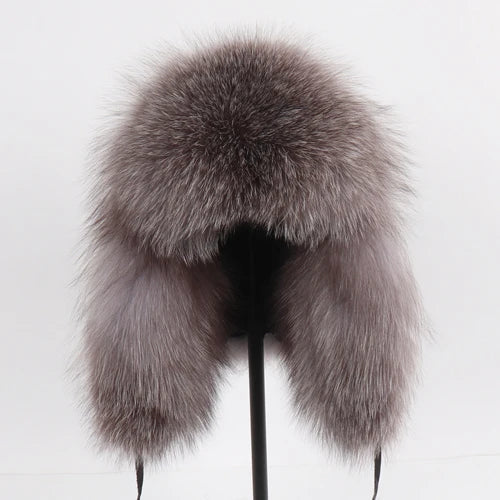 TEEK - Natural Fox Fluff Ushanka Hat HAT theteekdotcom grey 1  