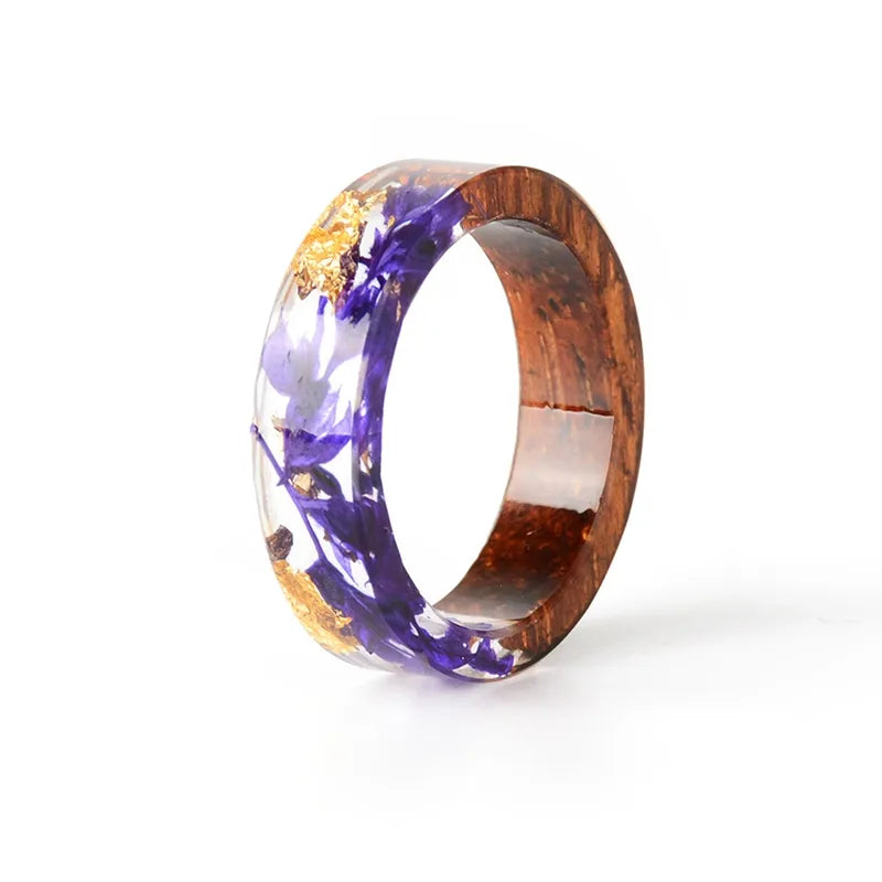 TEEK - Wood Resin Handmade Dried Flower Ring JEWELRY theteekdotcom H 17mm | US 6.5 
