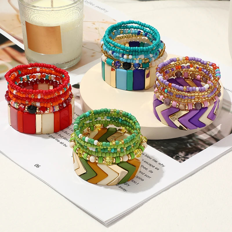 TEEK - Bohemian Multi-Layer Seed Beads Bangles JEWELRY theteekdotcom   