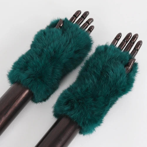 TEEK - Womens Natural Fluff Gloves Fingerless Gloves GLOVES theteekdotcom green 20cm 