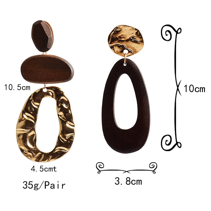 TEEK - Irregularly Wooden Big Drop Earrings JEWELRY theteekdotcom   