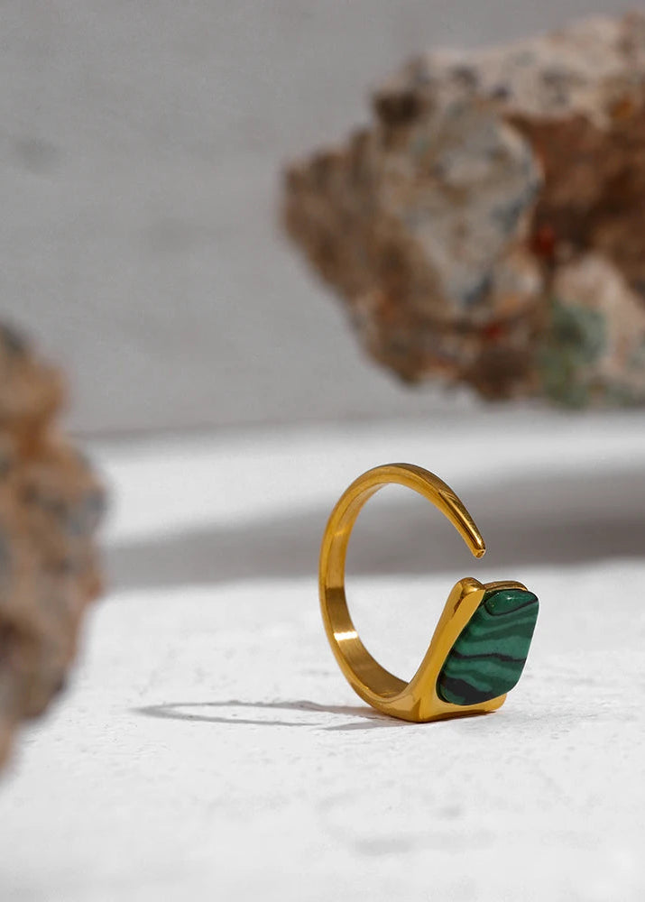 TEEK - Stainless Steel Vintage Natural Stone Ring