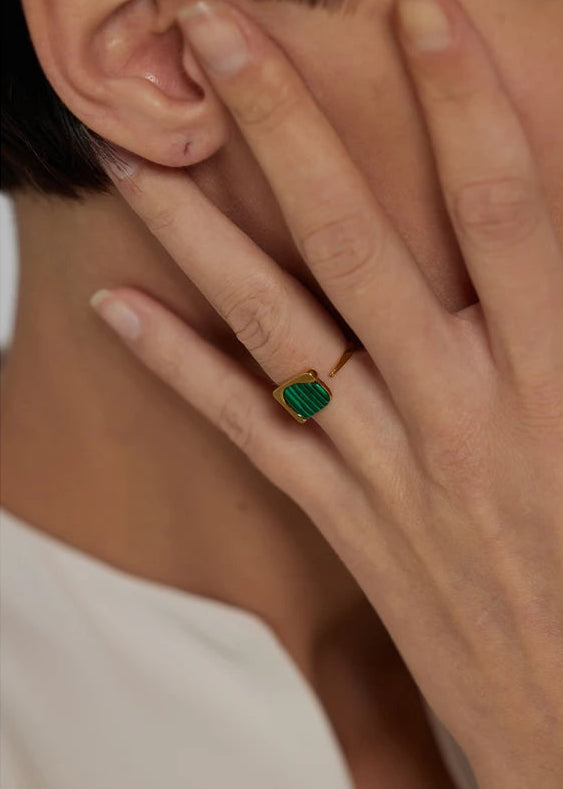 TEEK - Stainless Steel Vintage Natural Stone Ring