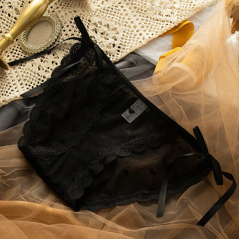 TEEK - Lace Bow Panties UNDERWEAR theteekdotcom Black L