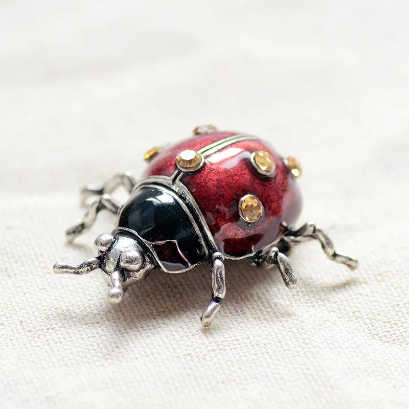 TEEK - Red Enamel Ladybug Beetle Brooch JEWELRY theteekdotcom   