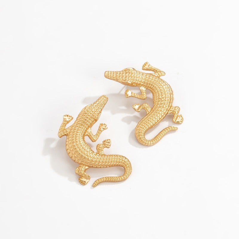 TEEK - Turnin Crocodile Earrings JEWELRY theteekdotcom Gold color  