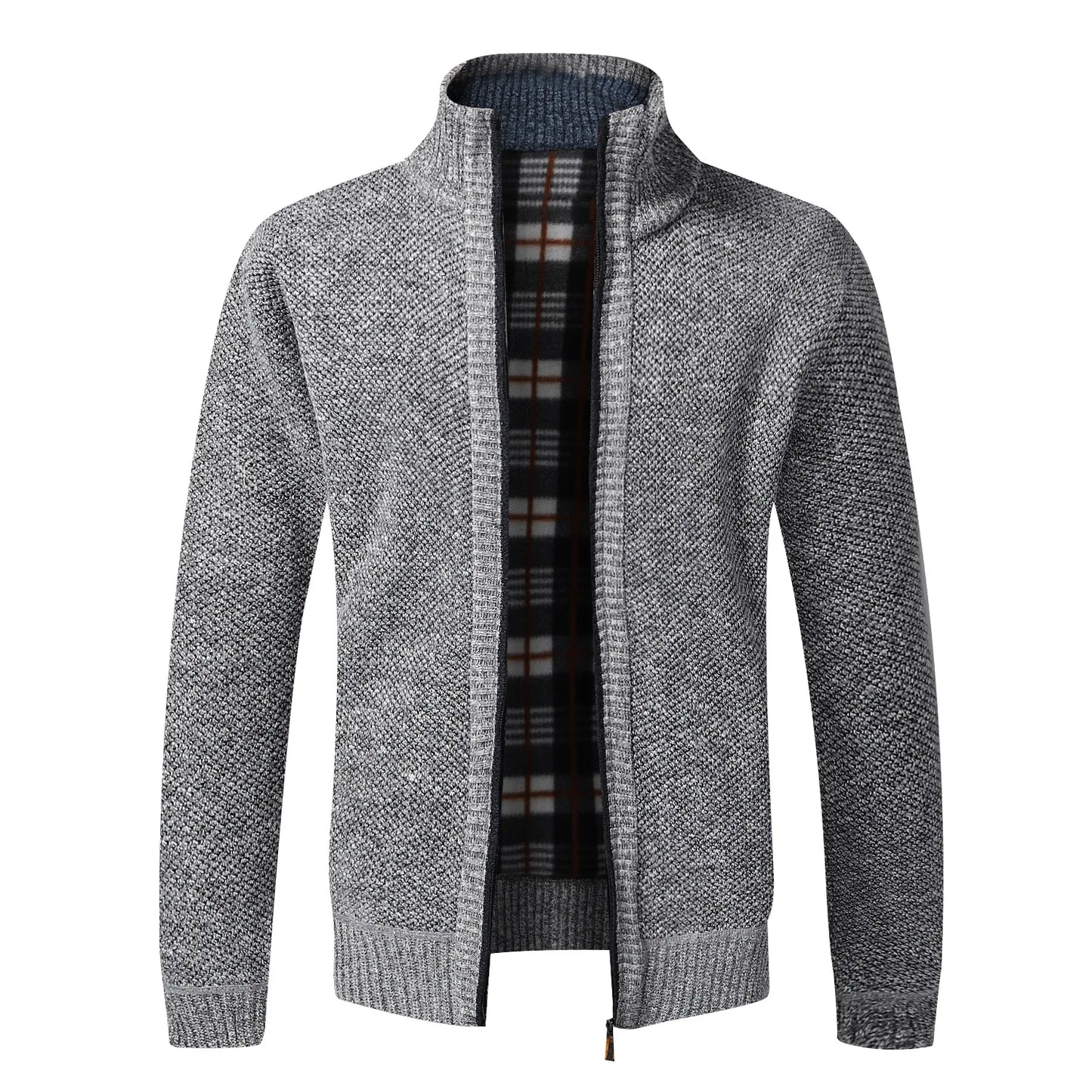 TEEK - Warm Knitted Zipper Sweater Jacket JACKET theteekdotcom light gray US XS | Tag M 