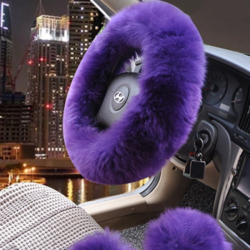TEEK - Wool Fluff Steering & Shift Cover Set TRANSPORTATION theteekdotcom purple  