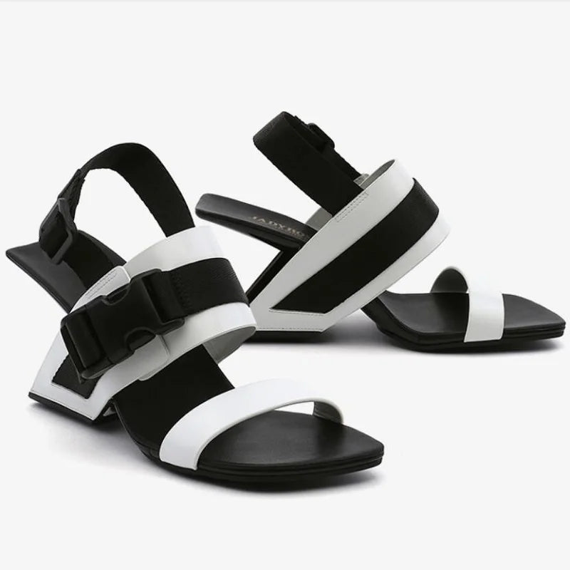 TEEK - Easel Back Strap Sport Buckle Wedge Sandals SHOES theteekdotcom White 5 