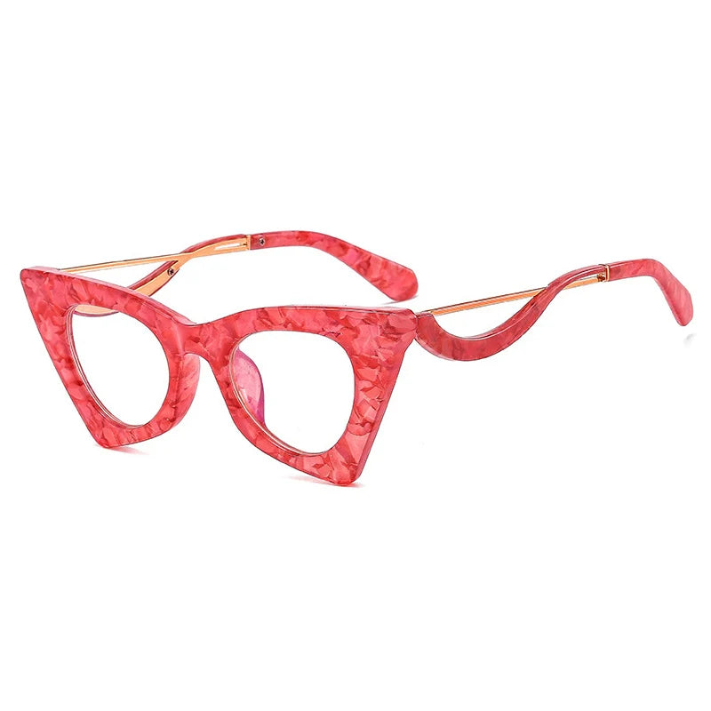 TEEK - Cat Eye Bar Clear Eyeglasses EYEGLASSES theteekdotcom C12 Red Flower  