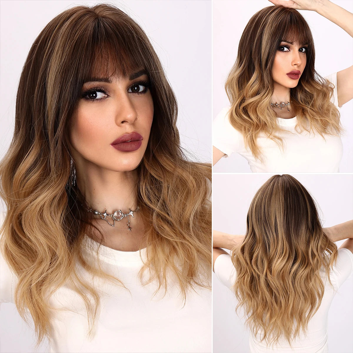 TEEK - Fiber Brown Gradient Bang Synthetic Wig HAIR theteekdotcom