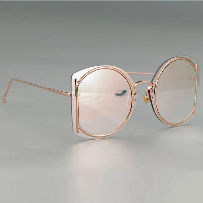 TEEK - Radial Gradient Rimless Sunglasses EYEGLASSES theteekdotcom Pink Mirror  