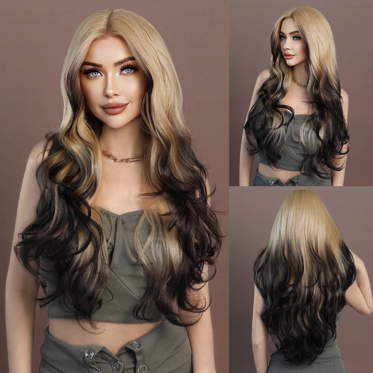 TEEK - Dark Rooted Lace Front Body Wavy Wigs HAIR theteekdotcom SZ5076-1