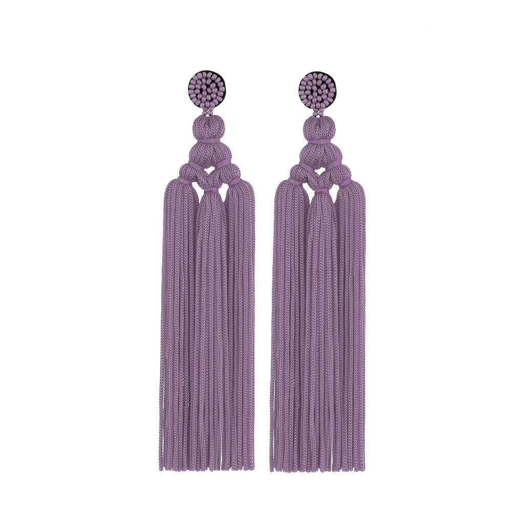 TEEK - Handmade Tassel Hang Earrings JEWELRY theteekdotcom Purple  