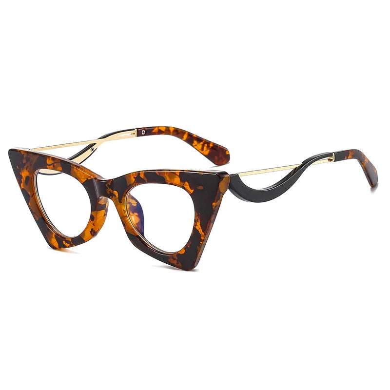 TEEK - Cat Eye Bar Clear Eyeglasses EYEGLASSES theteekdotcom C10 Leopard  