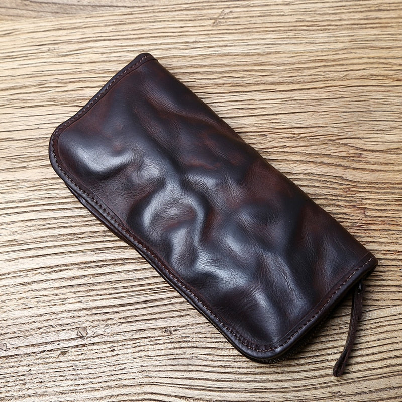 TEEK - Vintage Handmade Mens Leather Zipper Wallet BAG theteekdotcom   