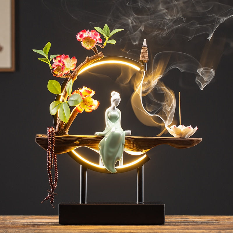 TEEK - Lady Flower Incense Burner Ceramic LED Decor HOME DECOR theteekdotcom R1QI  