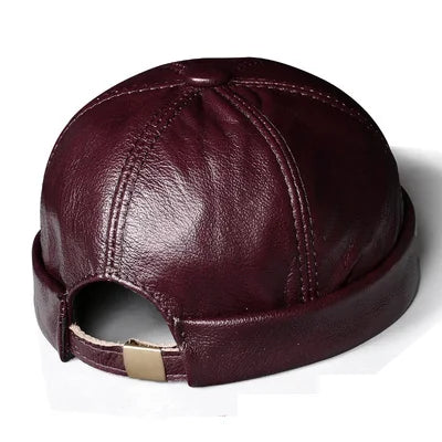 TEEK - Genuine Leather Watermelon Thin Beanie HAT theteekdotcom thin red 21.6-22.4in/55 57cm