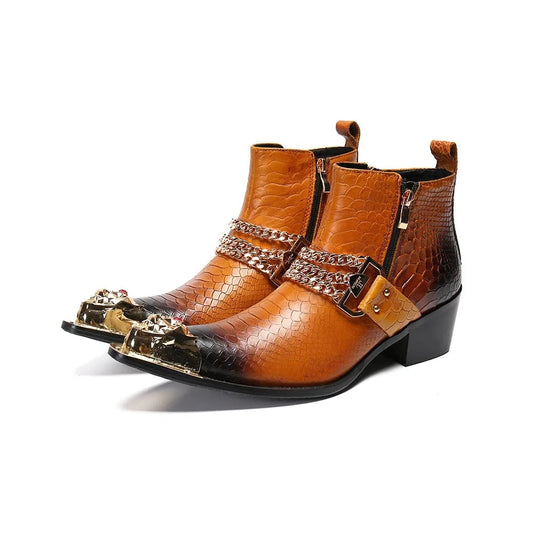 TEEK - Handmade Mens Pointed Iron Toe Leather Boots SHOES theteekdotcom   