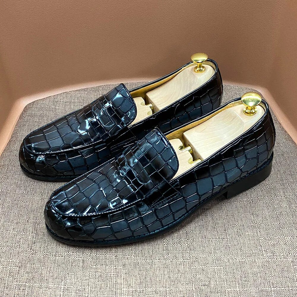 TEEK - Leather Mens Croc Style Loafers SHOES theteekdotcom Gray US 7 
