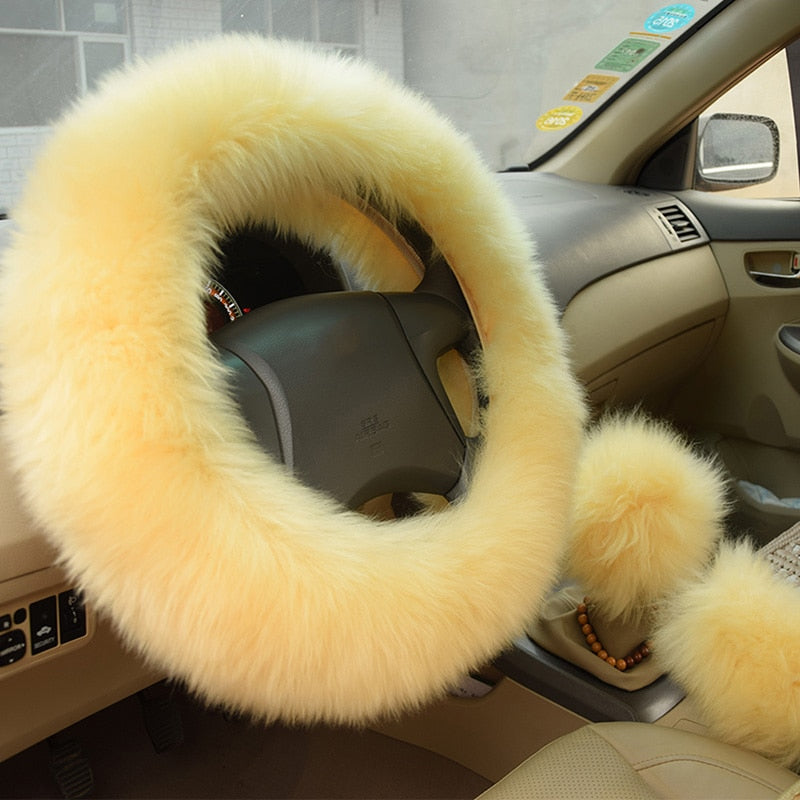 TEEK - Wool Fluff Steering & Shift Cover Set TRANSPORTATION theteekdotcom beige  