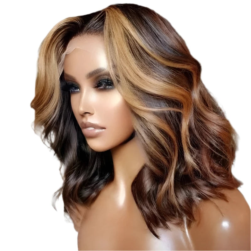 TEEK - Highlight Human Hair Brazilian Pre Plucked Body Wave Wig HAIR theteekdotcom Highlight bob wig 150% 16inches