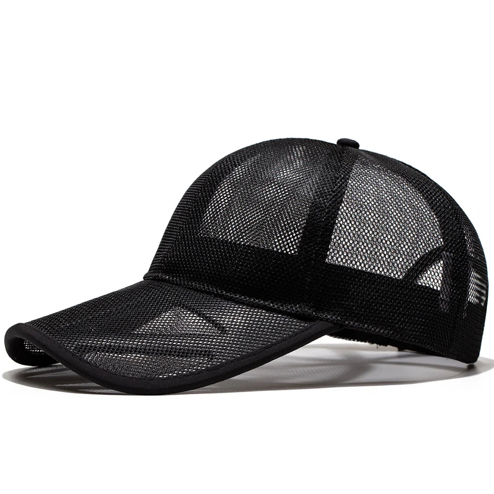 TEEK - Mesh Sun Cap Plus Size HAT theteekdotcom Black 56-60cm/up to 24in 