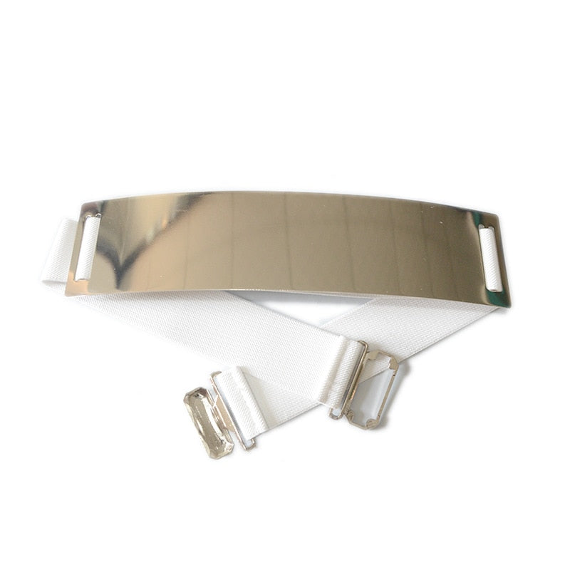 TEEK - Elastic Plated Belts BELT theteekdotcom 005 white silver M 63cm to 80cm/24.8-31.5in 
